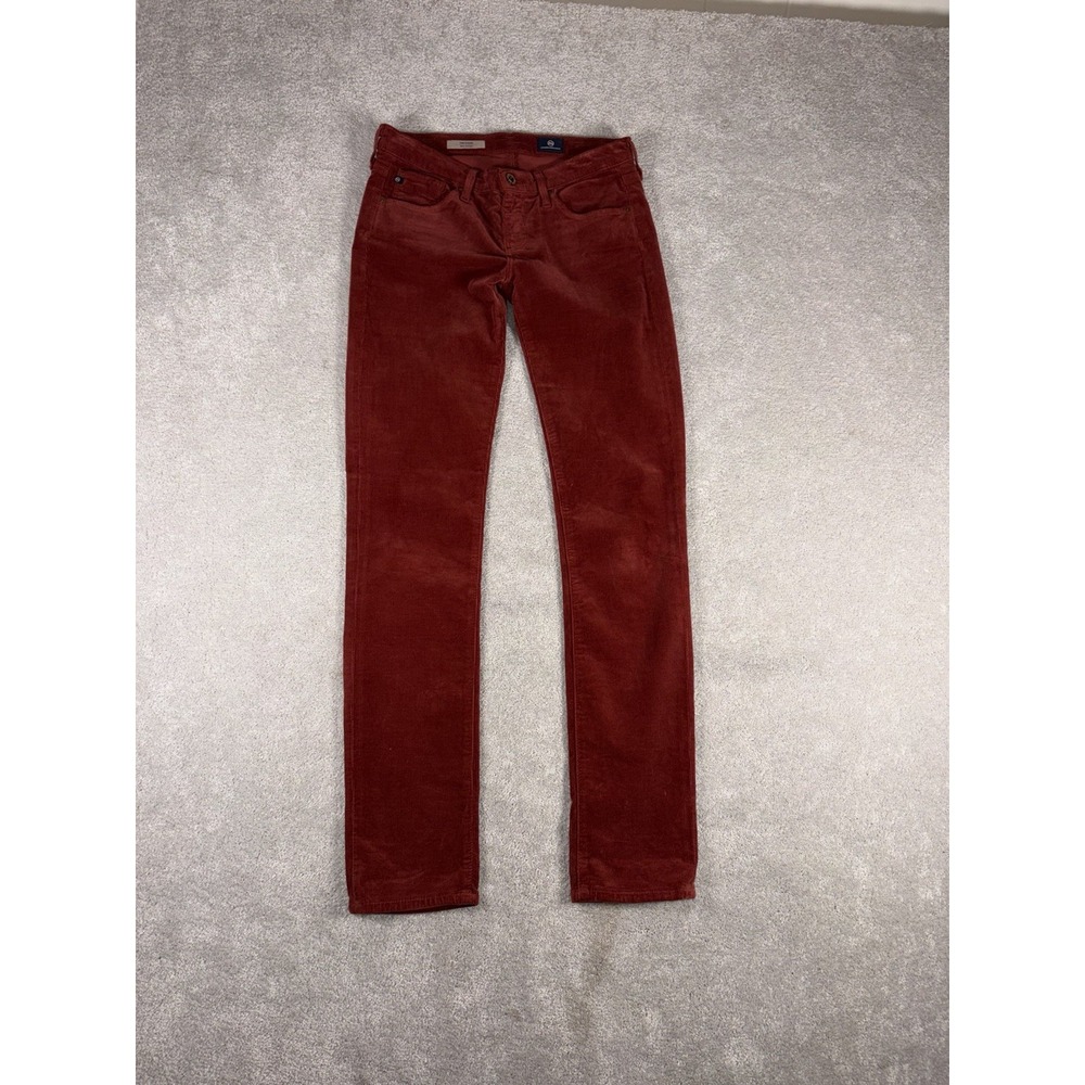 AG Adriano Goldschmied Pants Womens 26R Red Corduroy‎ Stevie Slim Straight USA